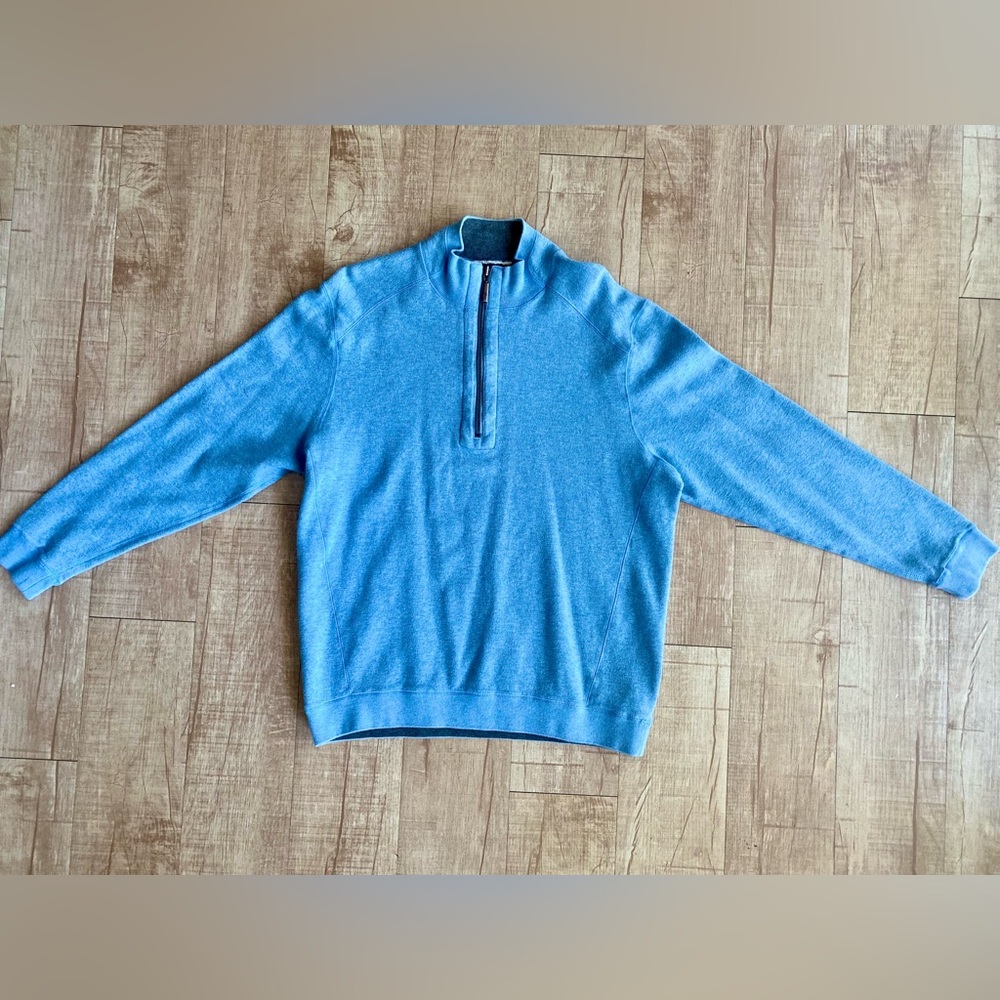 Tommy Bahama Blue Flipshore Reversible Half-Zip Sweater Size XL